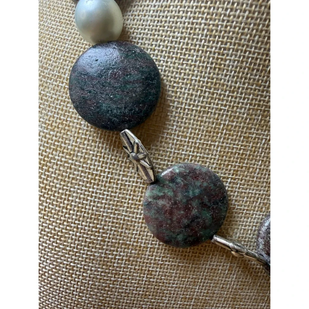 Boho Chunky Stone Faux‎ Pearl Southwestern Toggle Necklace Unbranded